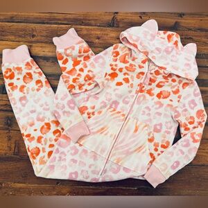 Pink and Orange Animal Print Hoodie One Piece